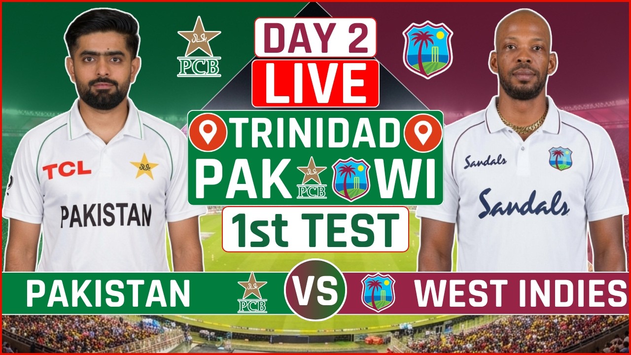 Pakistan vs West Indies 1st Test Live Score | PAK vs WI 1st Test Day 2 Live Audio Commentary
