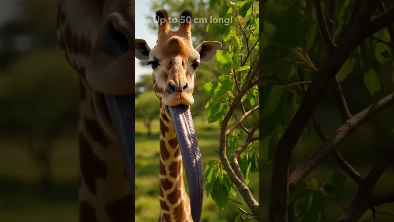 Why Do Giraffes Have a BLUE Tongue?! 🤯🦒👅☀️#GiraffeFacts #AnimalSecrets #ScienceShorts #DidYouKnow