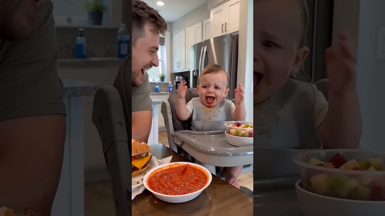 Baby’s first encounter with spicy salsa! 👶🔥#cutebaby #dadandbaby #firsttimetrying #funnymoments