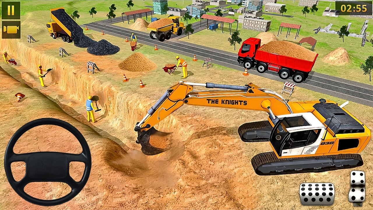 JCB Excavator Dumping Sand at Construction Site #2 - City Park Installation Game - Android Gameplay