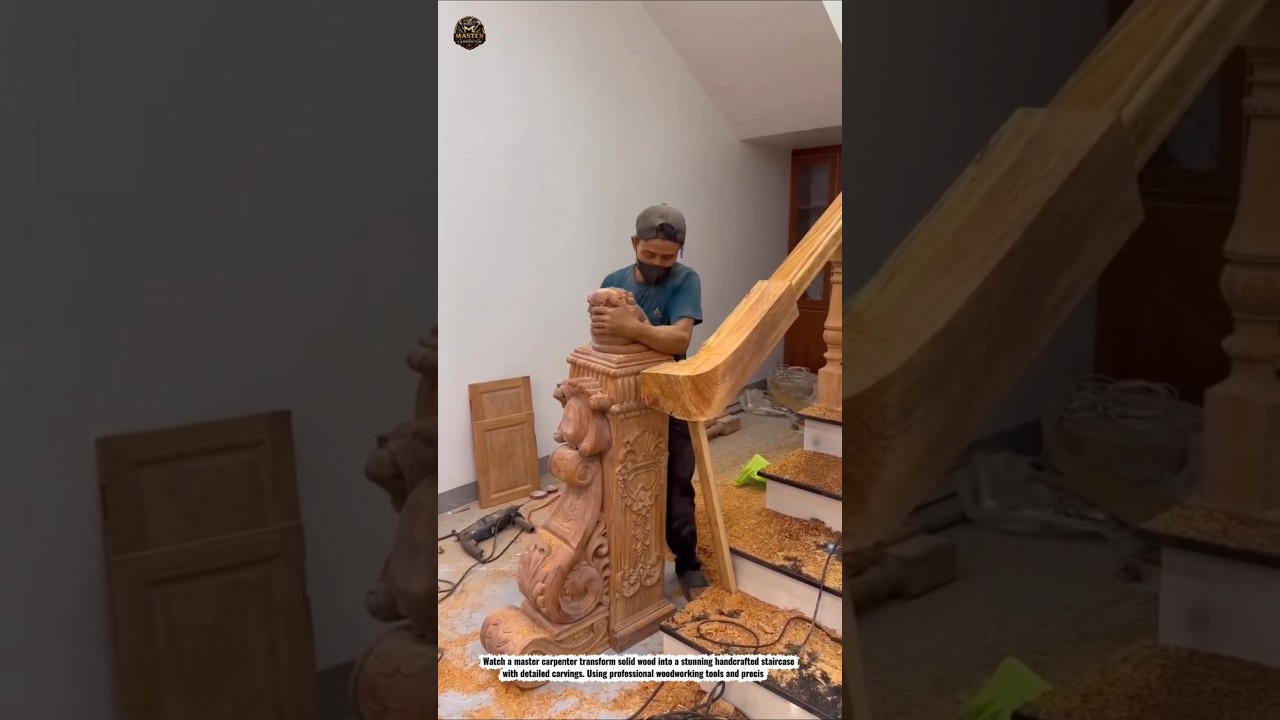 Master Carpenter Creates Luxury Wooden Staircase by Hand | Amazing Wood Carving Skills