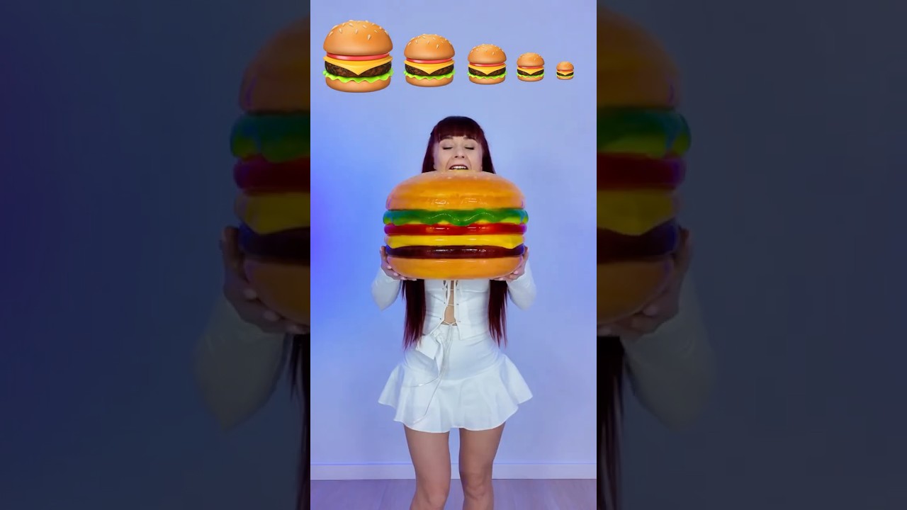 ASMR Real Jelly Gummy Burger VS Ai Jelly Burger #asmr #mukbang