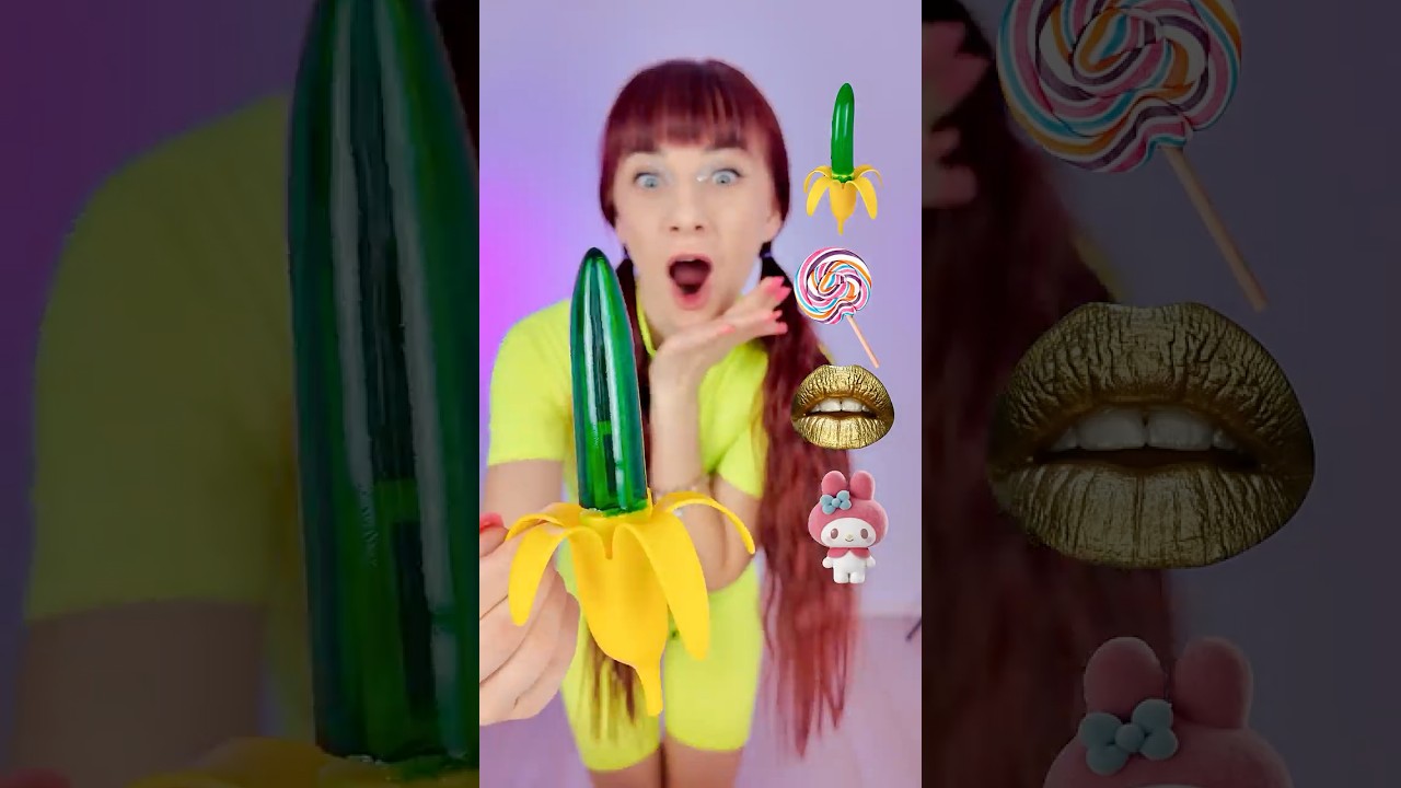 ASMR Jelly Gummy Banana, Lollipops, Marshmallow  #eating