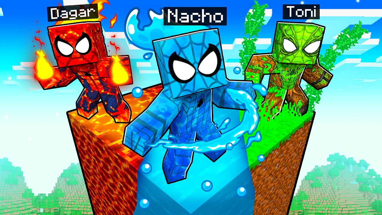 Nos Convertimos en SPIDERMAN ELEMENTALES en Un CHUNK en Minecraft!