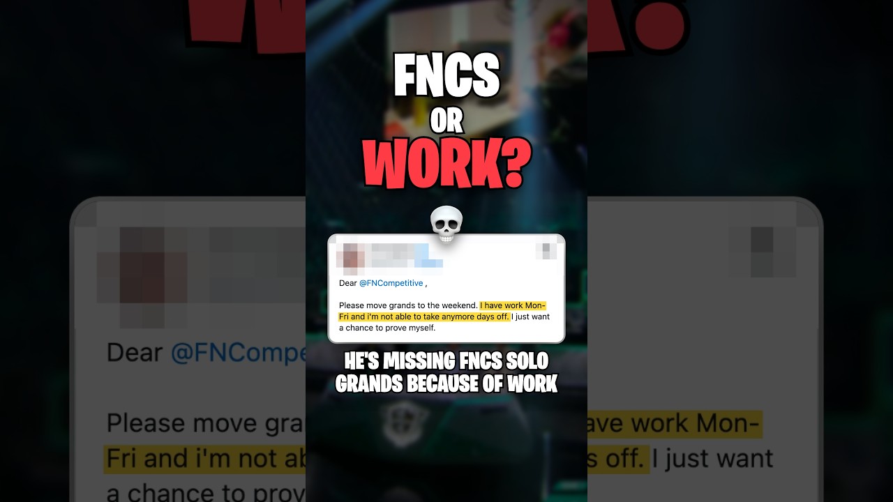 This Fortnite Pro Is Missing FNCS GRANDS Because Of Work... ☠️💼