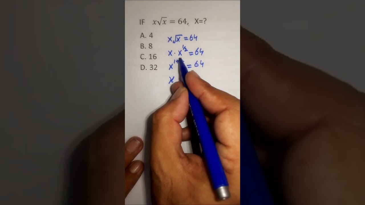 If X√X = 64, Find X | Maths MCQ Challenge | Easy Trick #shorts
