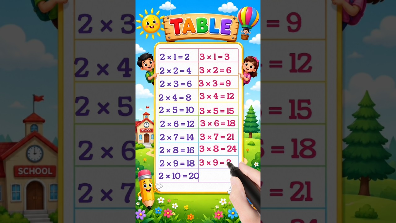2 & 3 Times Tables for Kids | Learn Multiplication Tables | 2 and 3 Table