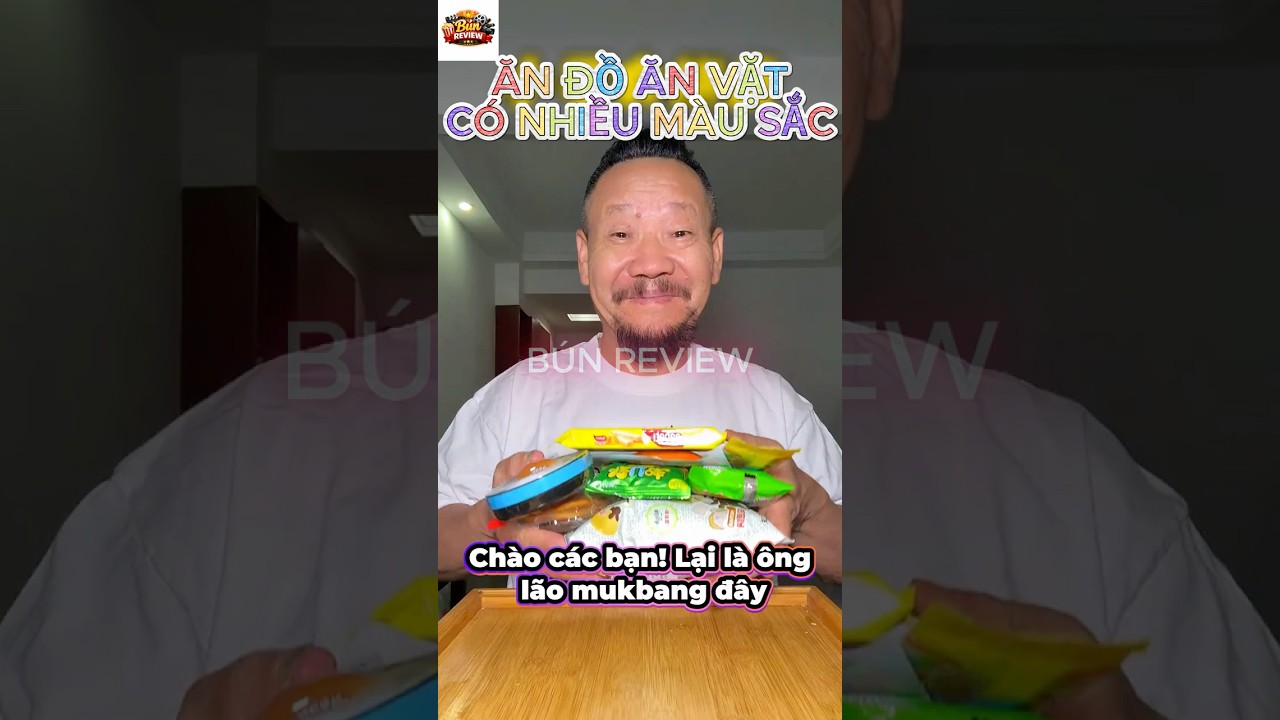 Ông Lão mukbang: Ăn đồ ăn vặt đủ loại màu sắc #food #mukbang