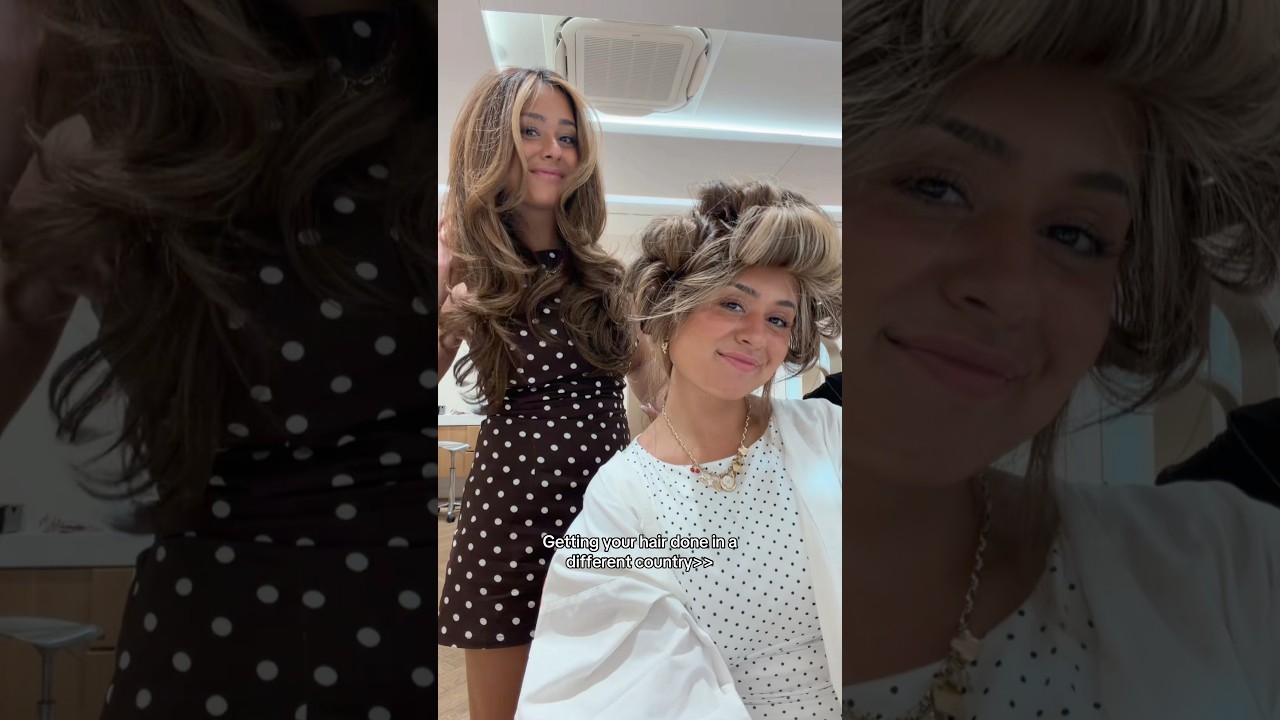 Nina looks like our grandma here lol🤭✨ #hairstyle #blowout # #twins #sisters #paris