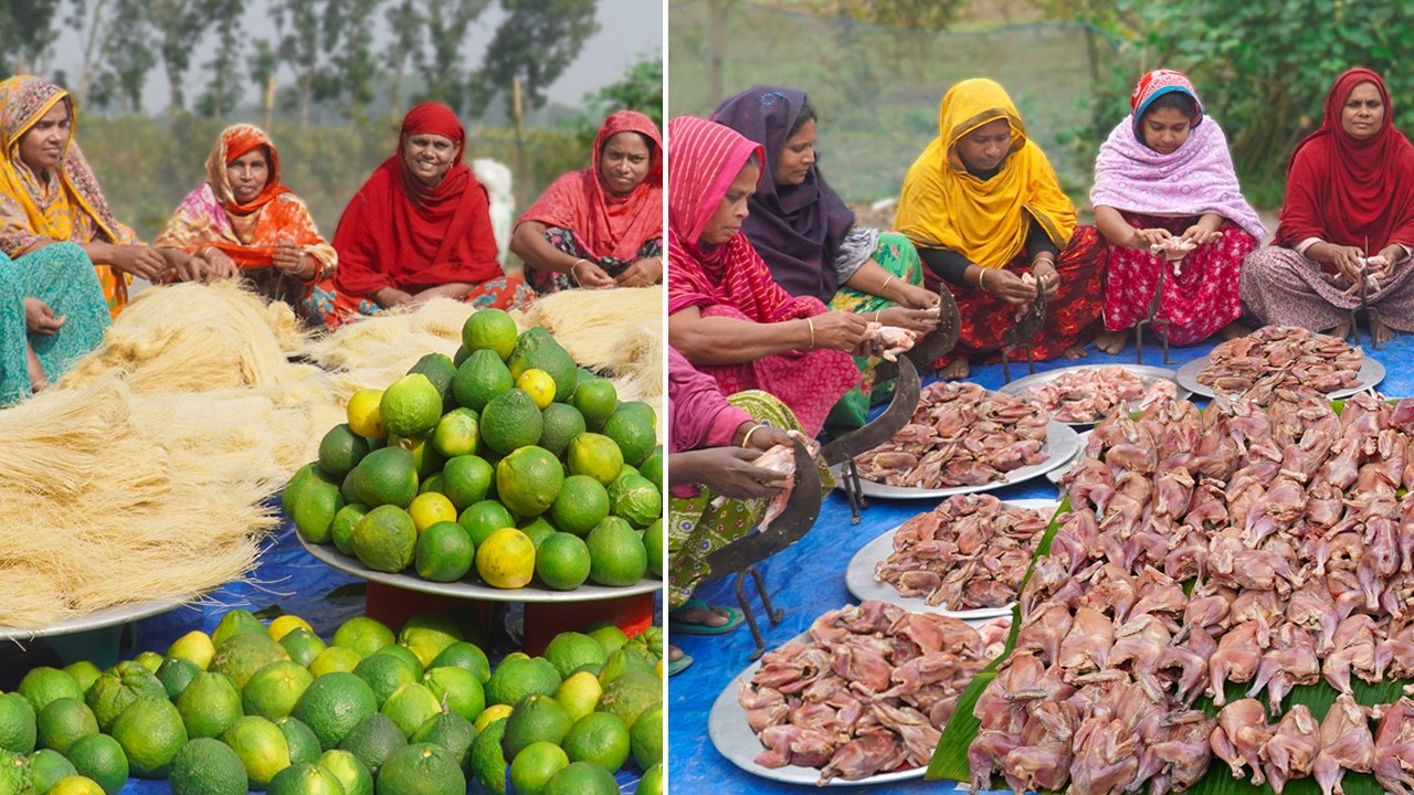 Grand Village Feast – Citrus Semolina Dessert, Spicy Chicken Roast & Pulao!