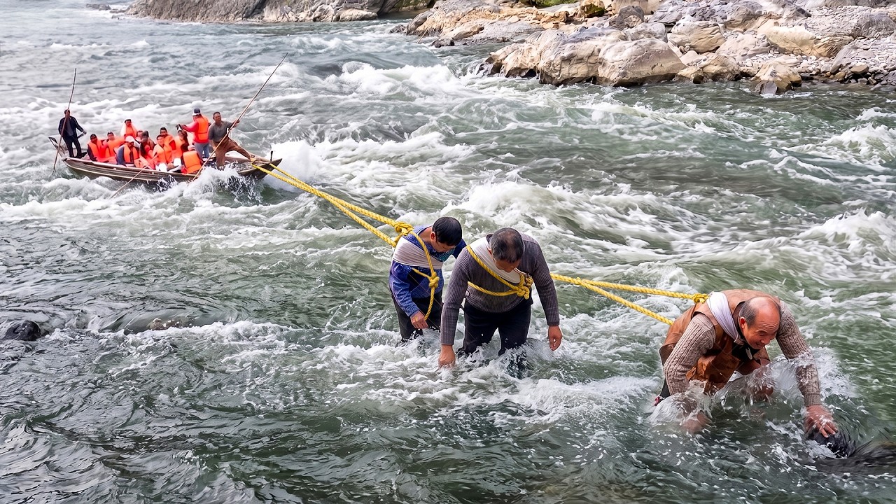 A Day in the Life of Human River Boat Pullers