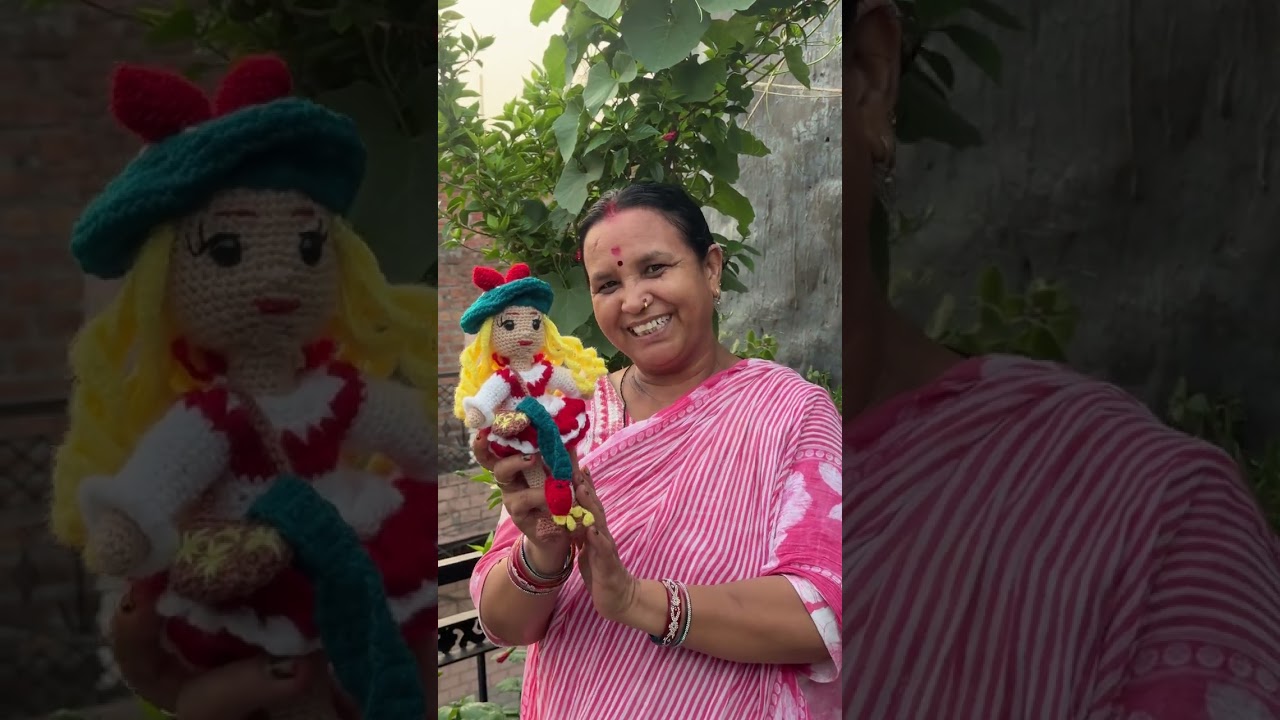 Kaisi bnayi mummy ji ne doll❓🥰 #youtubeshorts #handmade #woolencraft 