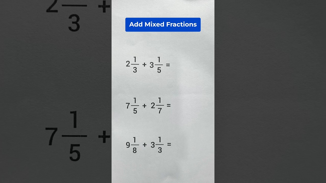 Add Mixed Fractions #mathematics #maths #fractions #shorts #trending #ytshorts