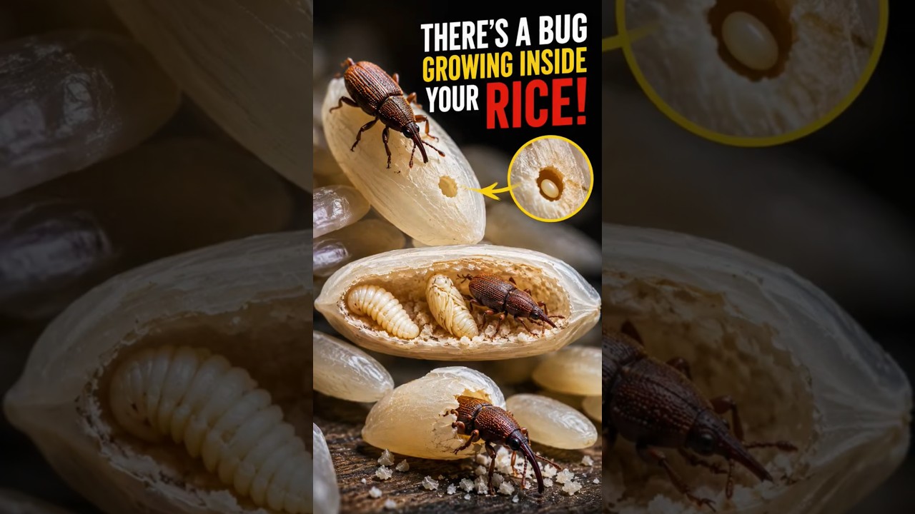 How Does a Worm Get Inside a Sealed Rice Grain? 😳 #Insects #Nature #Biology #Science