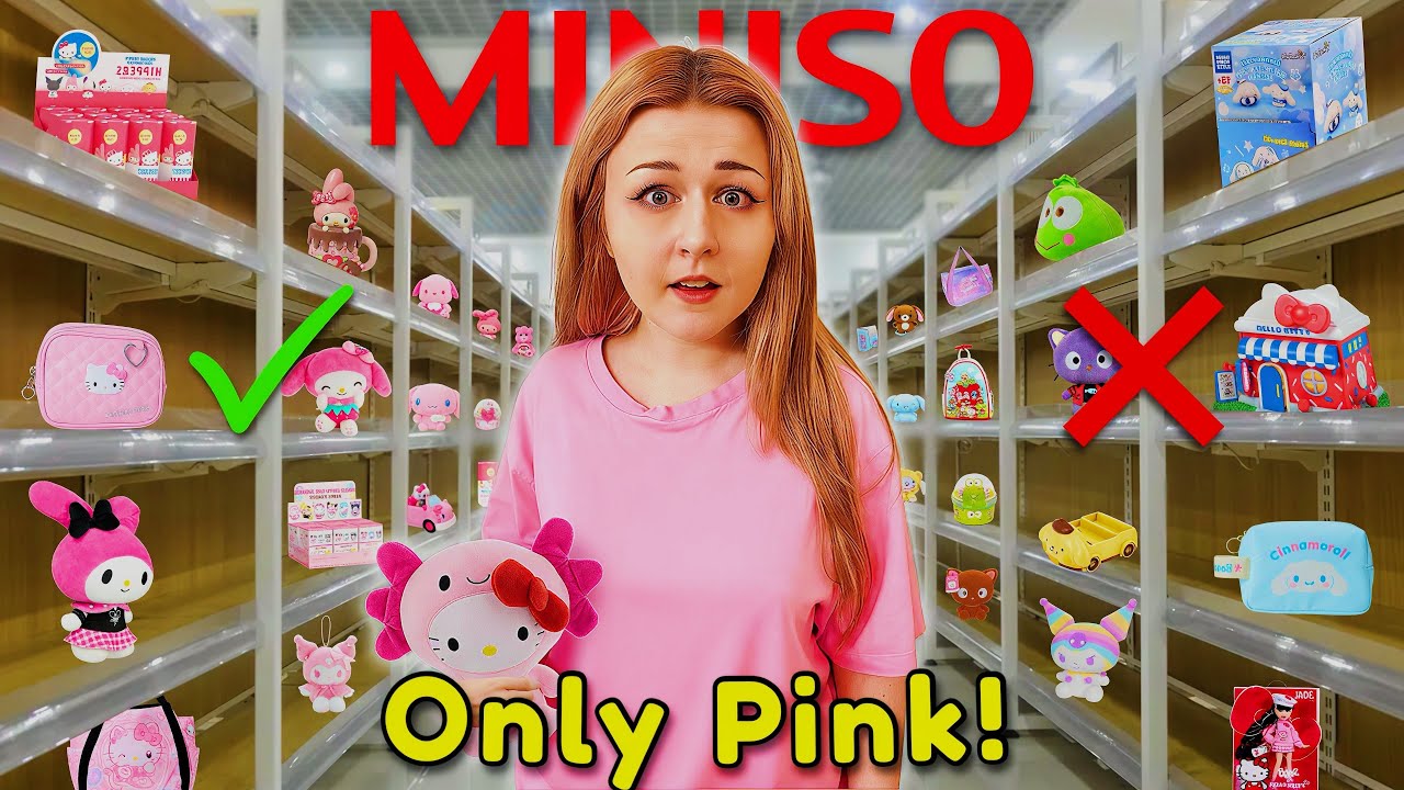 ONLY Buying PINK ITEMS w/ NO BUDGET At MINISO! 🛒 Blind Box Unboxing, Sanrio, My Melody & Care Bears!