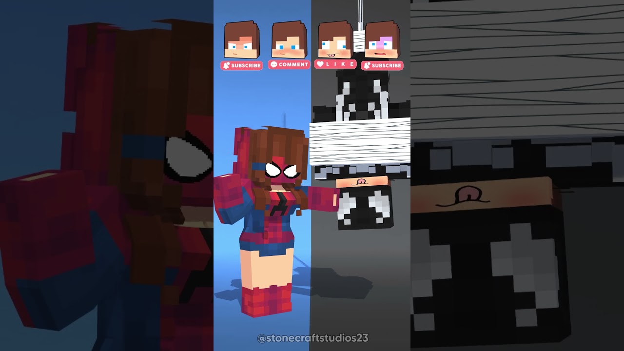 Spider Sister What Face is hidden behind Venom Mask🕷️😈-Minecraft Short Animation #trending #shorts