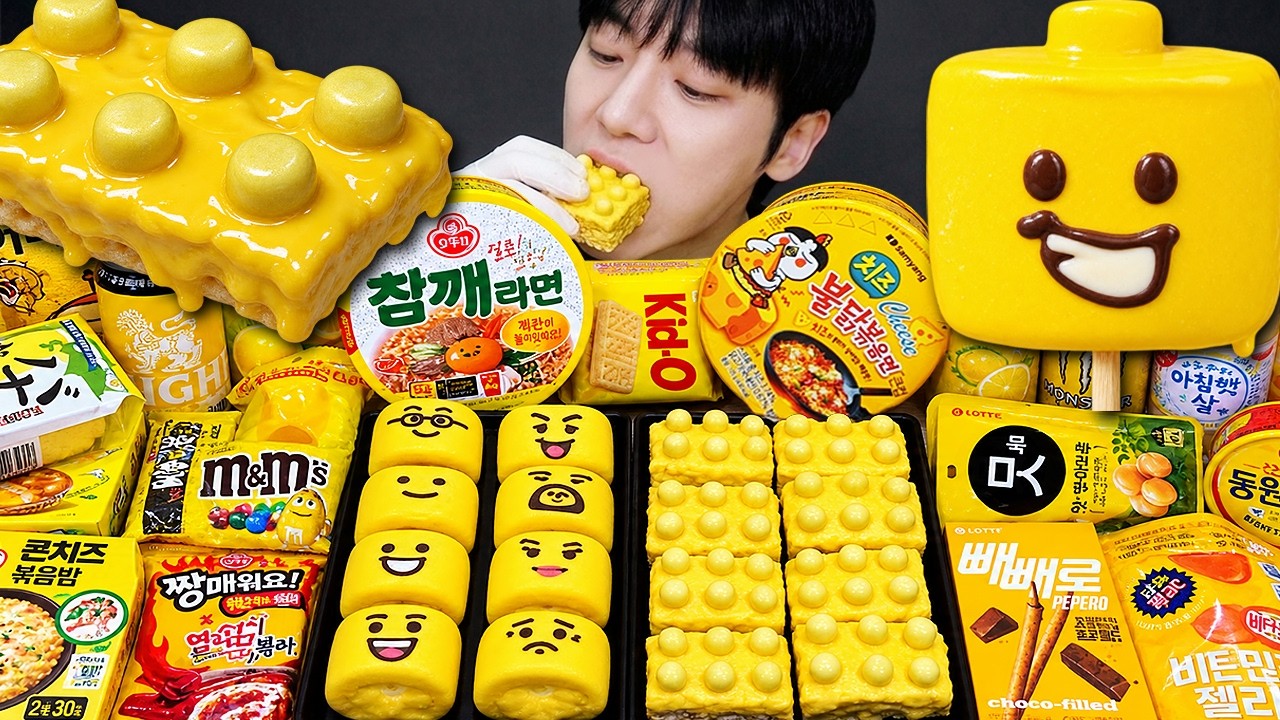 ASMR MUKBANG | 직접 만든 레고 마시멜로우 디저트 먹방 & 레시피! 한국 편의점 간식 먹기 Fire noodles, Korean convenience store