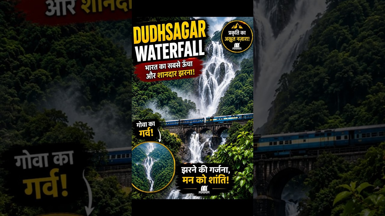दूध जैसा बहता है ये झरना! 😱 #dudhsagarwaterfalls #dudhsagar #goa #waterfall #naturelovers