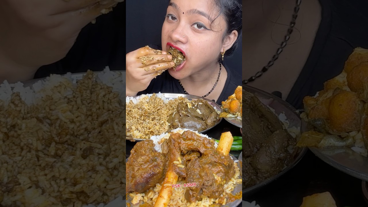 Spicy Mutton Curry,Chicken Liver Curry,Egg Curry With Rice Mukbang Asmr🔥😋 #mukbang  #eatingshow
