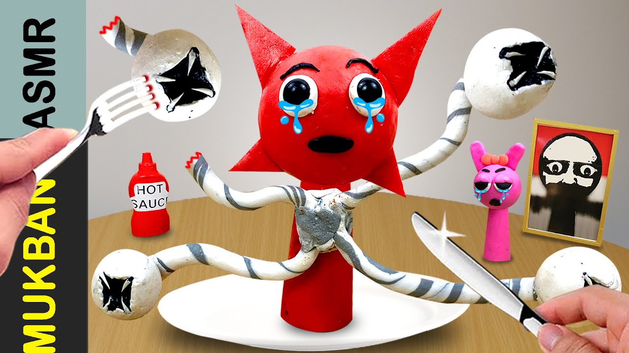 🌈Eating Sprunki MROONA But x 4 Wyrum's in Real Life | Mukbang Clay ASMR Kluna Tik Style Animation