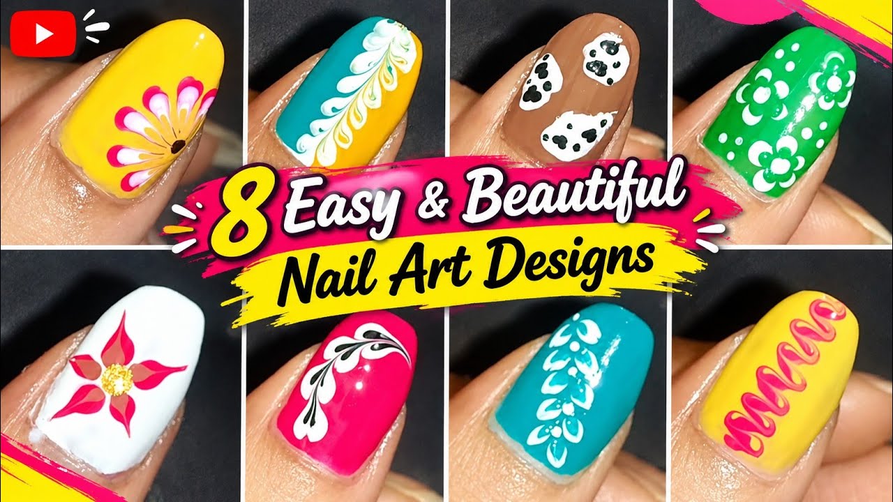 8 easy nailart design for beginners 💅🏻| nailart with safety pin 🧷| nailart at home 🏡#piyunailart 