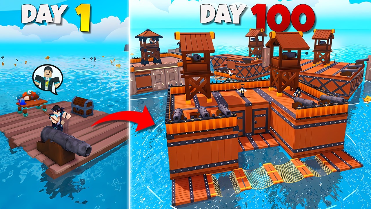 MANTAP!! Dari Rakit Kayu Kecil Sampai Jadi Kapal Raksasa 🔥🚢🔥 | Build and Defend Your Raft Indonesia