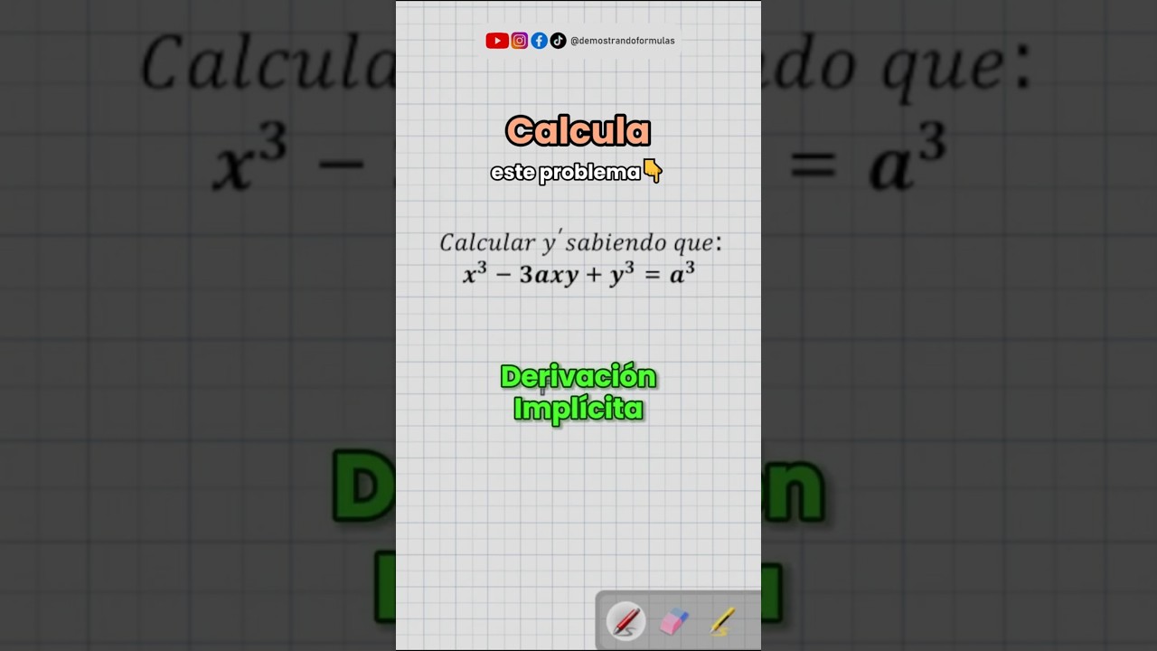 Resolvamos el problema con derivación implícita  #calculo #matematicas #derivadas