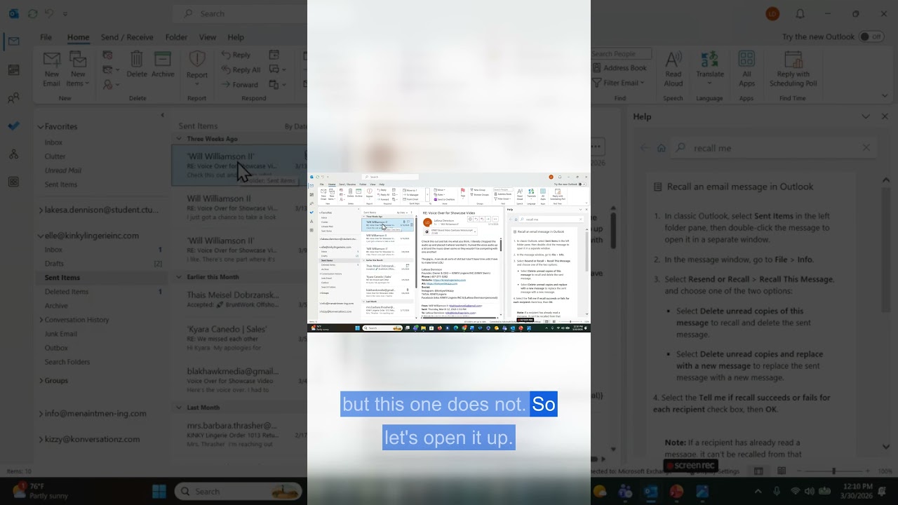 How to Recall a Sent Outlook Message #outlook #outlooktips
