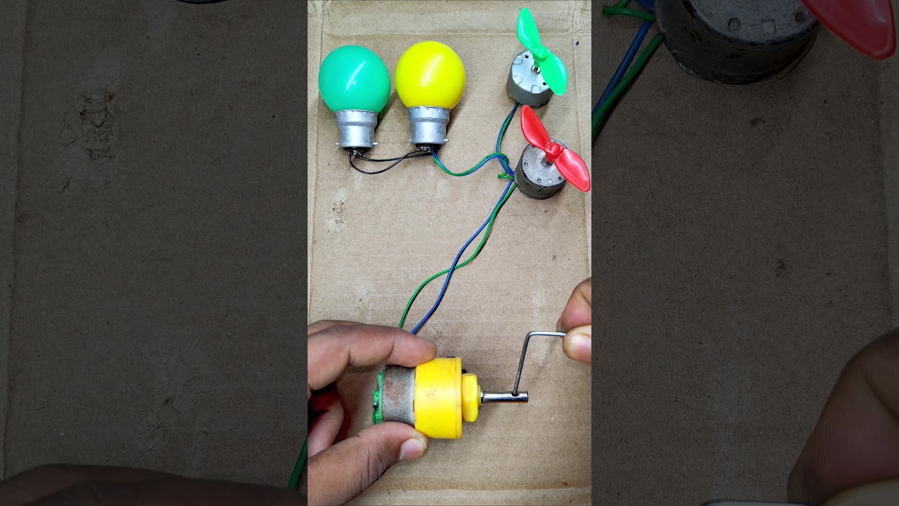 Two DC Motor and Two DC Bulb Powered by 12V Metel Gear Motor — Science Project