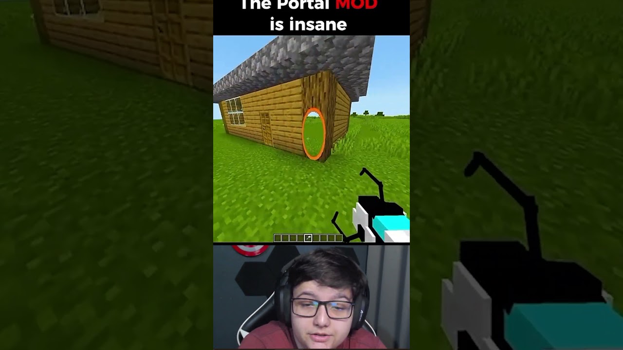 Minecraft com PortalGun é outro nível! 🔥 #minecraft #shorts