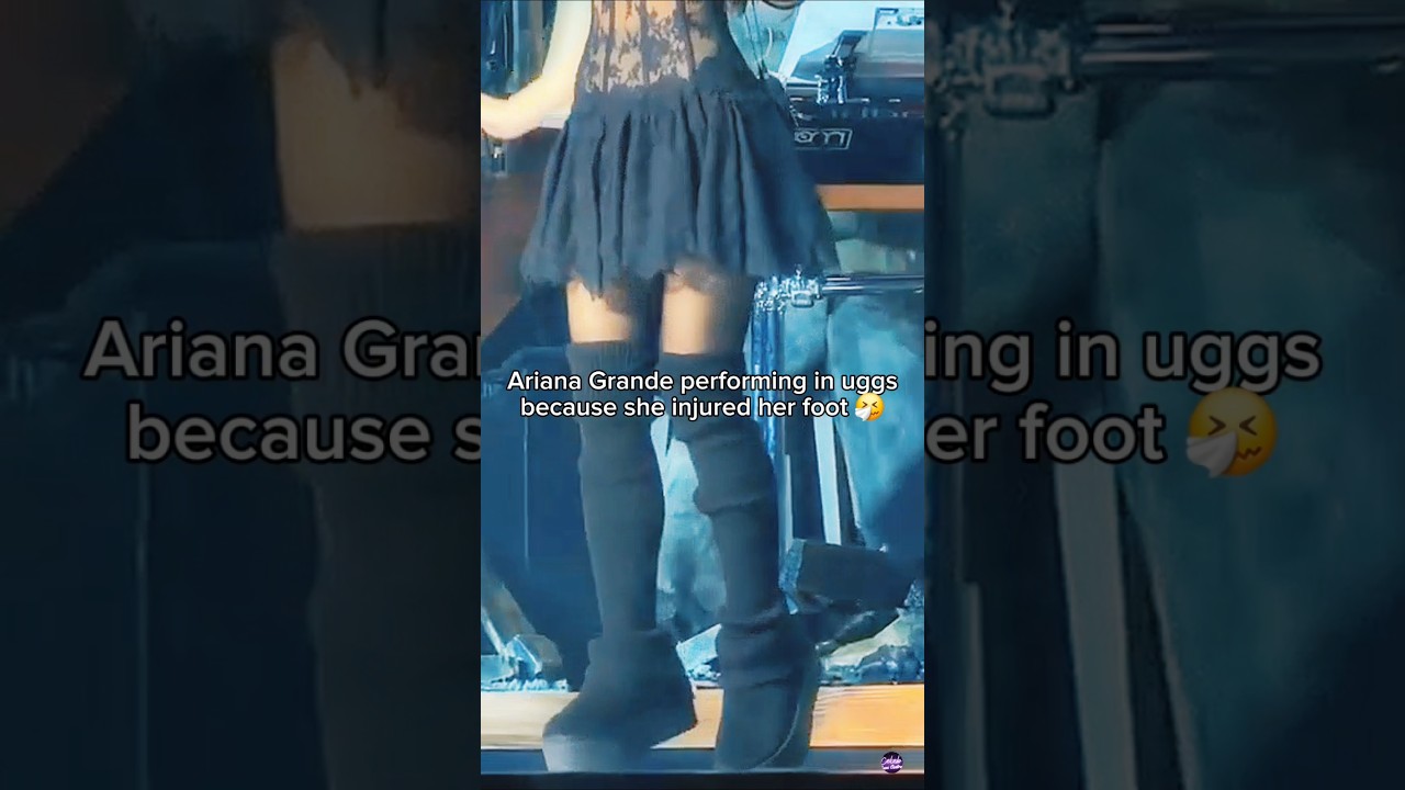 Ariana Grande performing with comfy boots on stage
