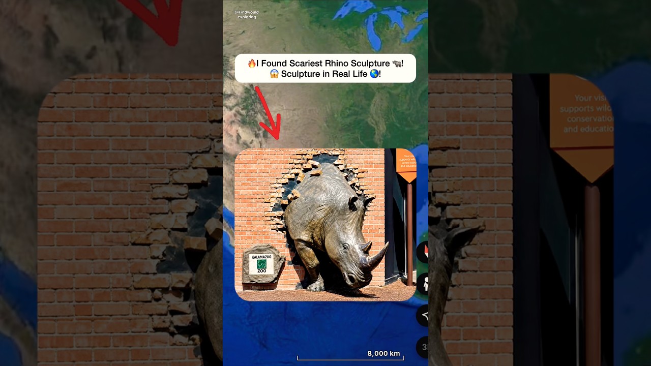 🔥 I Found Very Terrifying Rhino Sculpture On Google Earth 🌏! #shorts #findwouldexploring