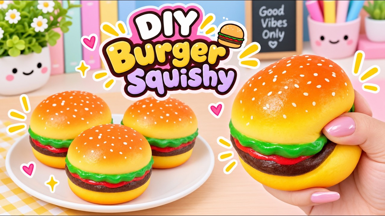 crafts to do when your bored / How to Make  Burger Squishy / DIY Viral Squishy / Paper craft