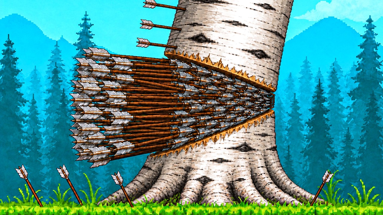Literally cutting trees down with arrows
