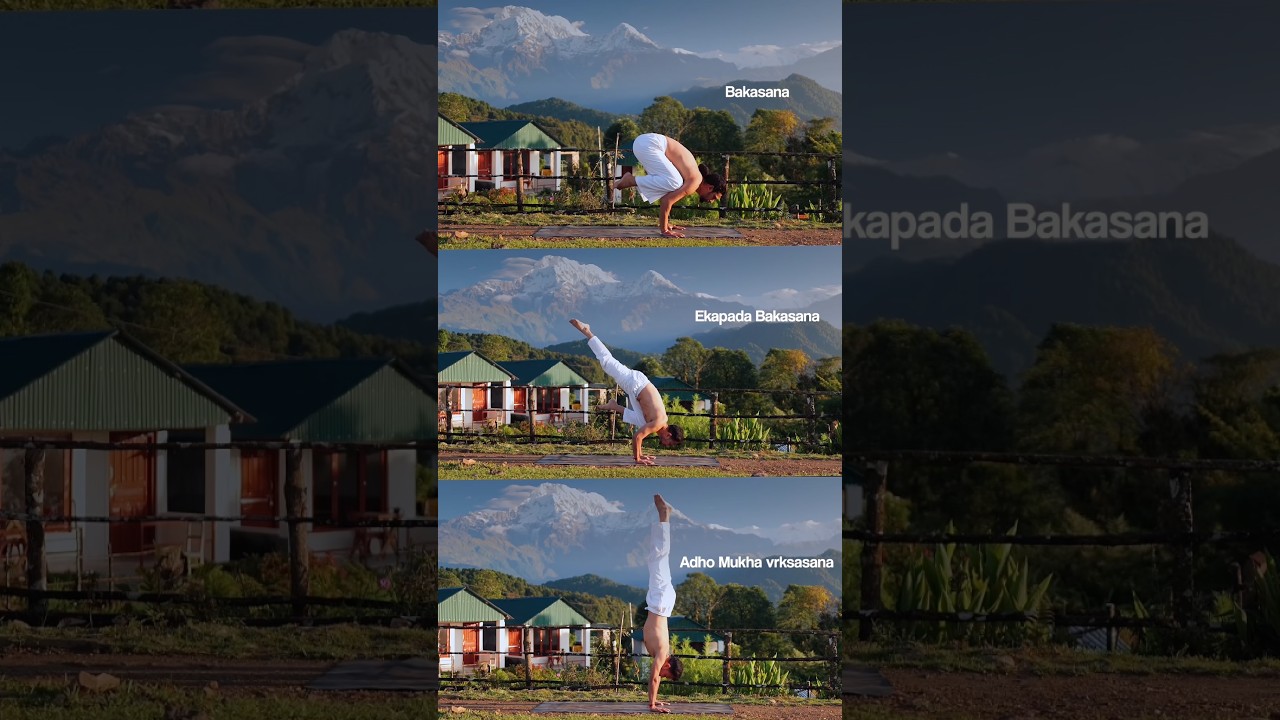 3 Hand balance in one frame 🌞✨#trending #viral #handbalancing #yogapose #youtube #rushikesh#nepal
