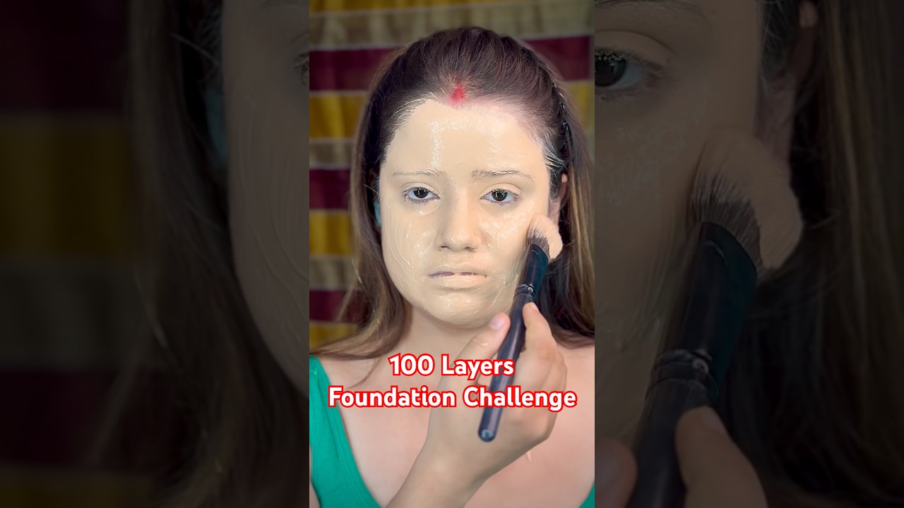 100 Layers Foundation Challenge 😣 #makeup #makeupartistinberhampore #viral