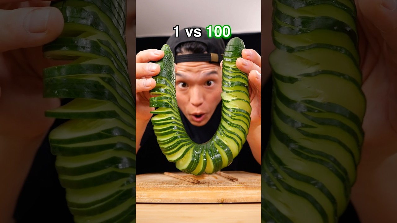 1 Cut vs 100 Cuts Cucumber 🥒