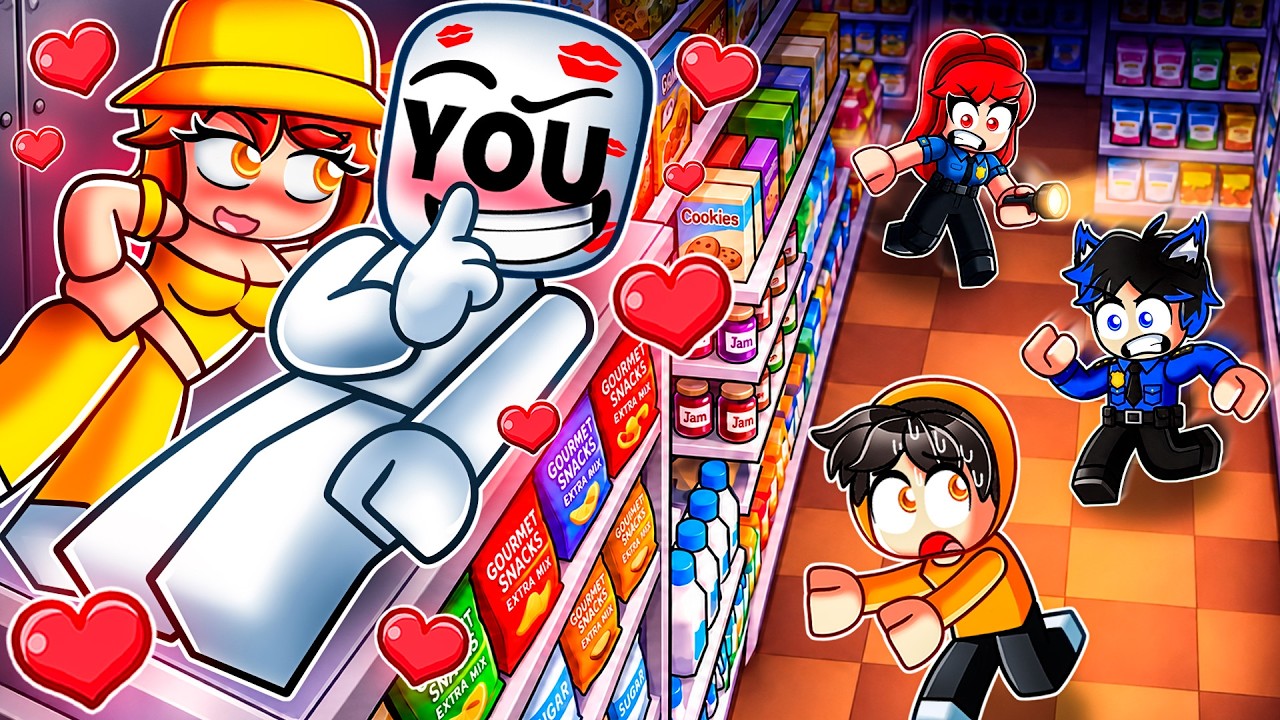 YOU Survived 24 HOURS With Your CRUSH in Roblox Mega Store..