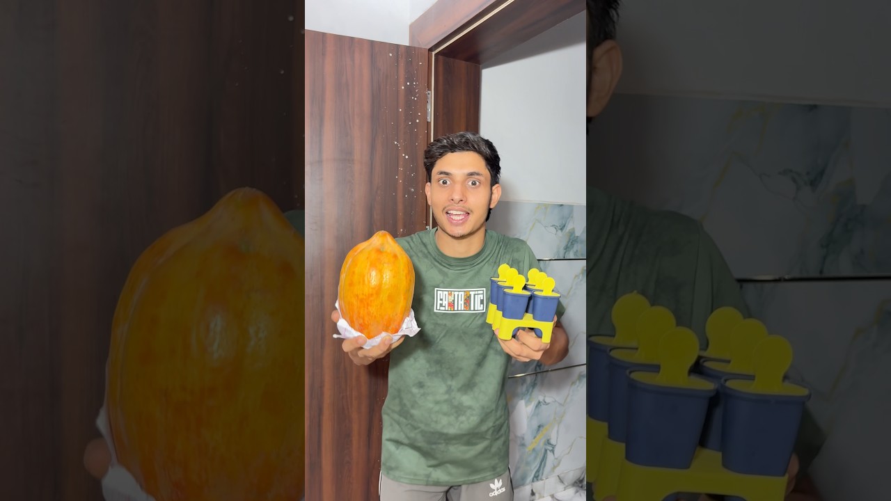 Papaya ki Icecream Banai 😋🍦-#shorts #cooking #food #recipe #vlog #dalyvlog #icecream #doraemon