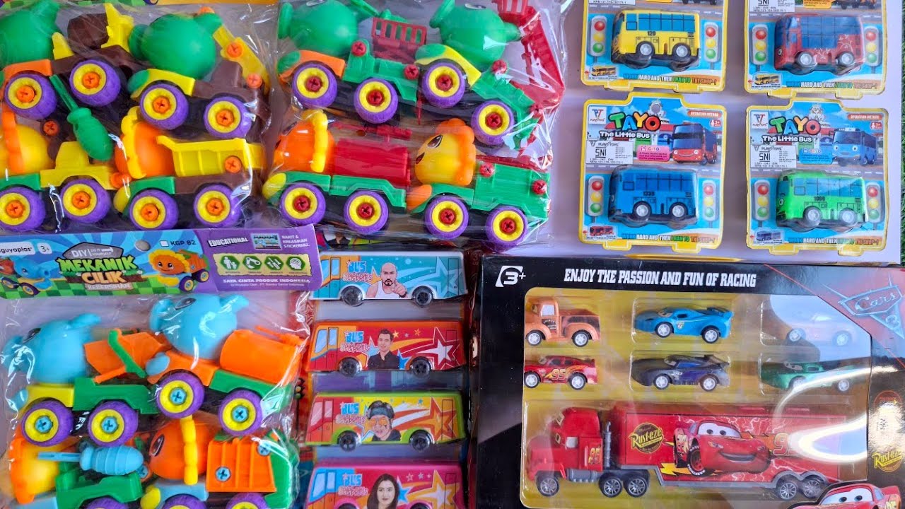 Unboxing Mainan Mobil Mobilan, Tayo The Little Bus, Plant vs Zombie Car Toys, Bis, McQueen Cars Toys