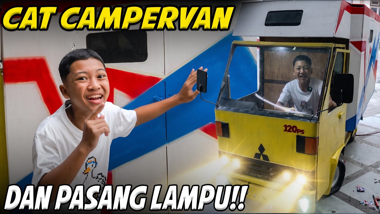 CAT TRUK CAMPERVAN BARU DIMAS!! PASANG PERLAMPUAN PERSIAPAN CAMPING BIAR NYAMAN..
