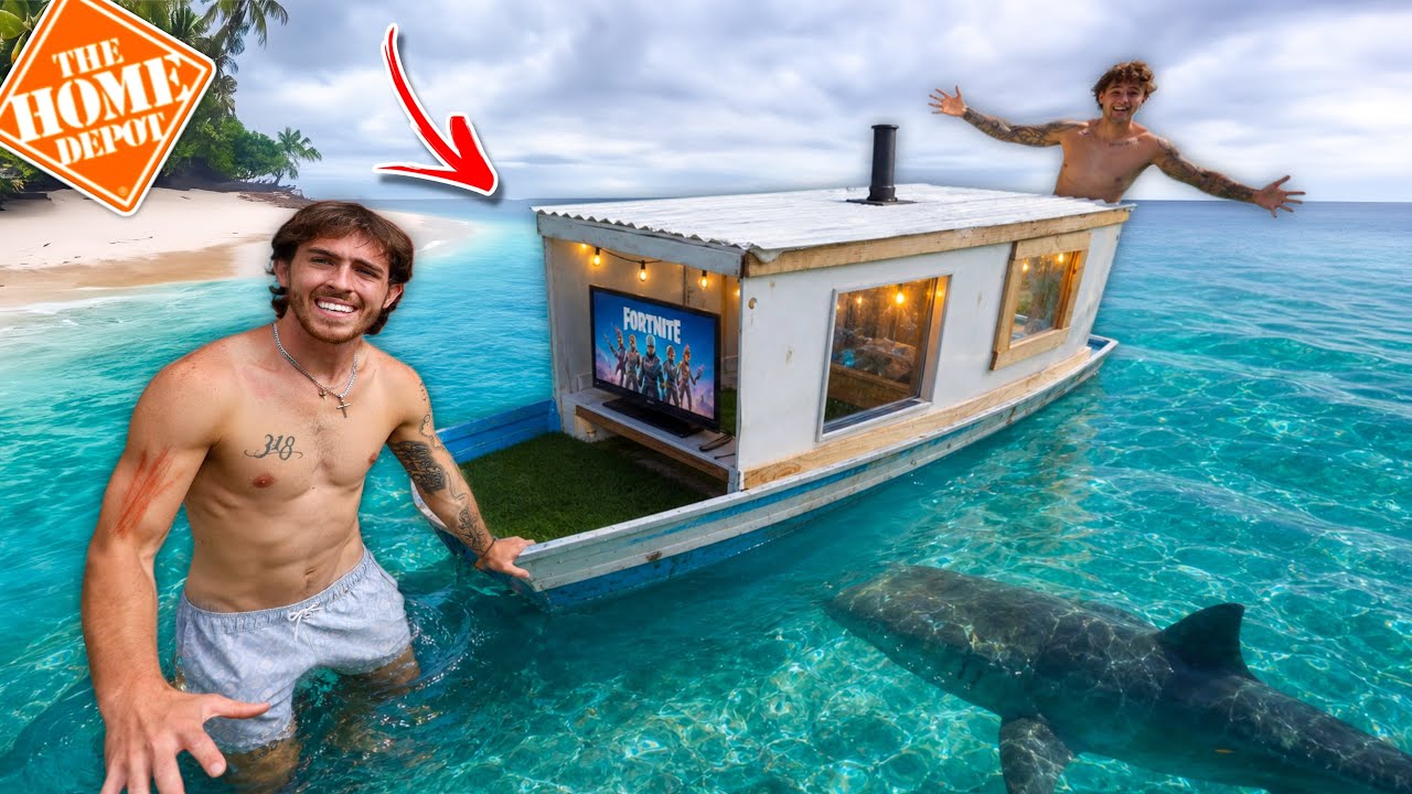 I Built a BUDGET HOUSEBOAT from Home Depot to Catch Bull Sharks!?