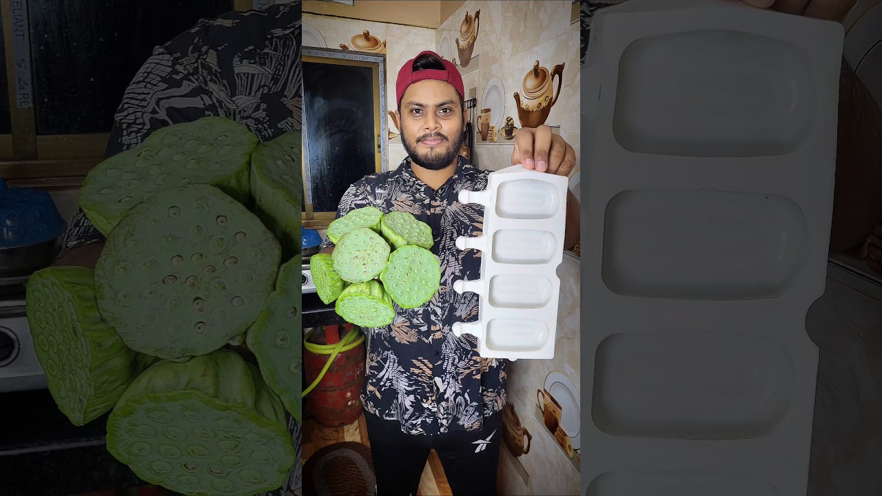 Chhutkir Jonno 🪷 Lotus flower Ice-Cream Banalam 😋👌#food #trending #shorts #cooking
