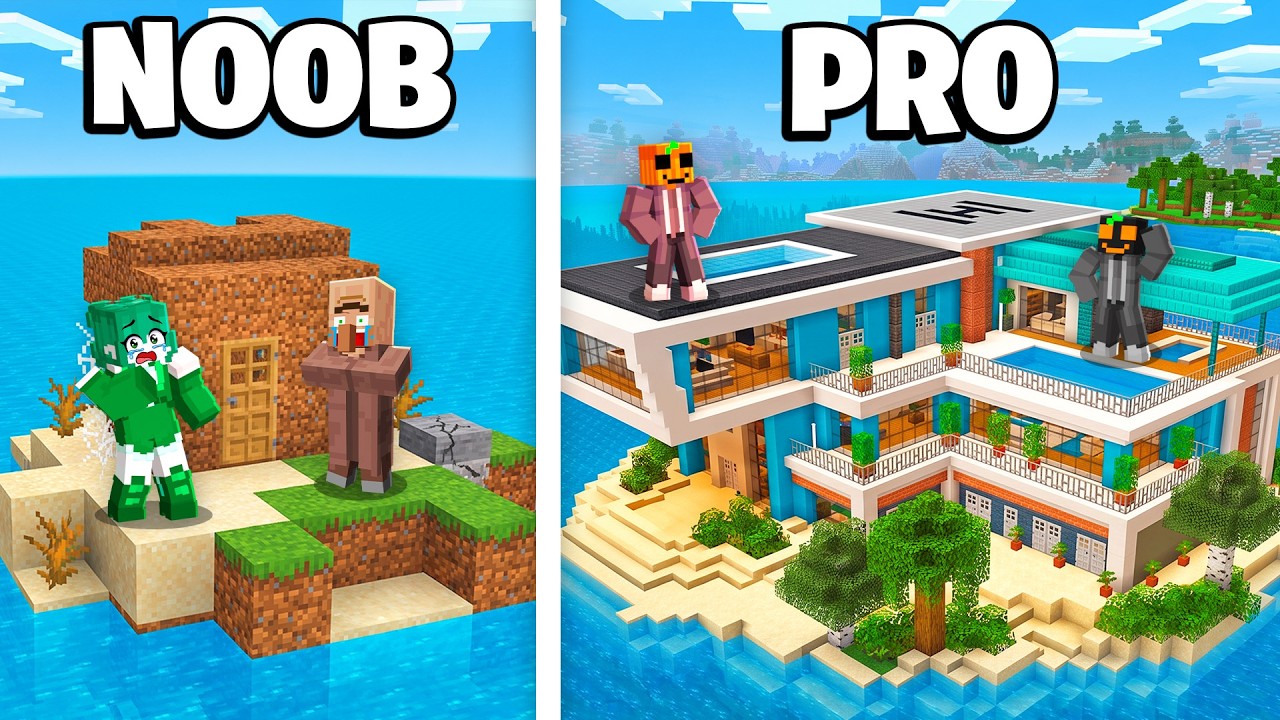 NOOB vs PRO: CASA SEGURA en ISLA DESIERTA en Minecraft