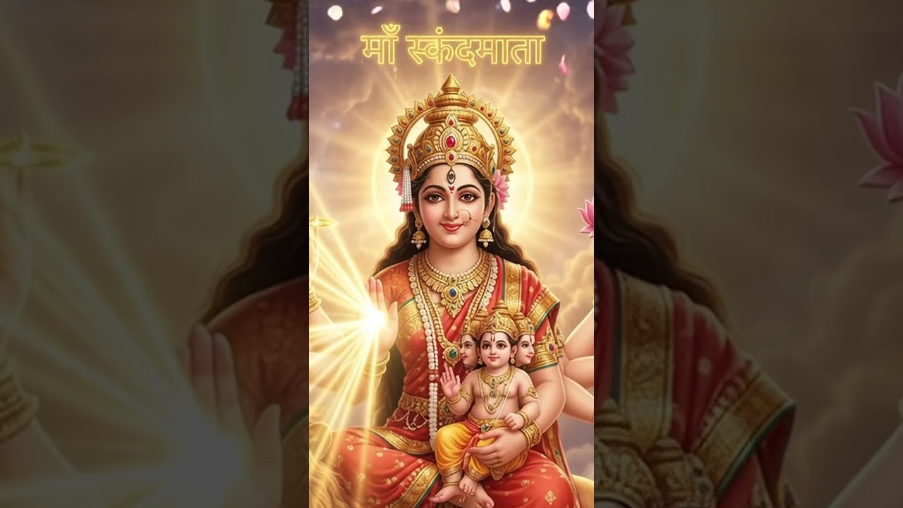 🙏 माँ दुर्गा का पाँचवाँ दिव्य स्वरूप माँ स्कंदमाता 🌺✨ जय माता दी 🚩#bhakti #puja #ai #animetion