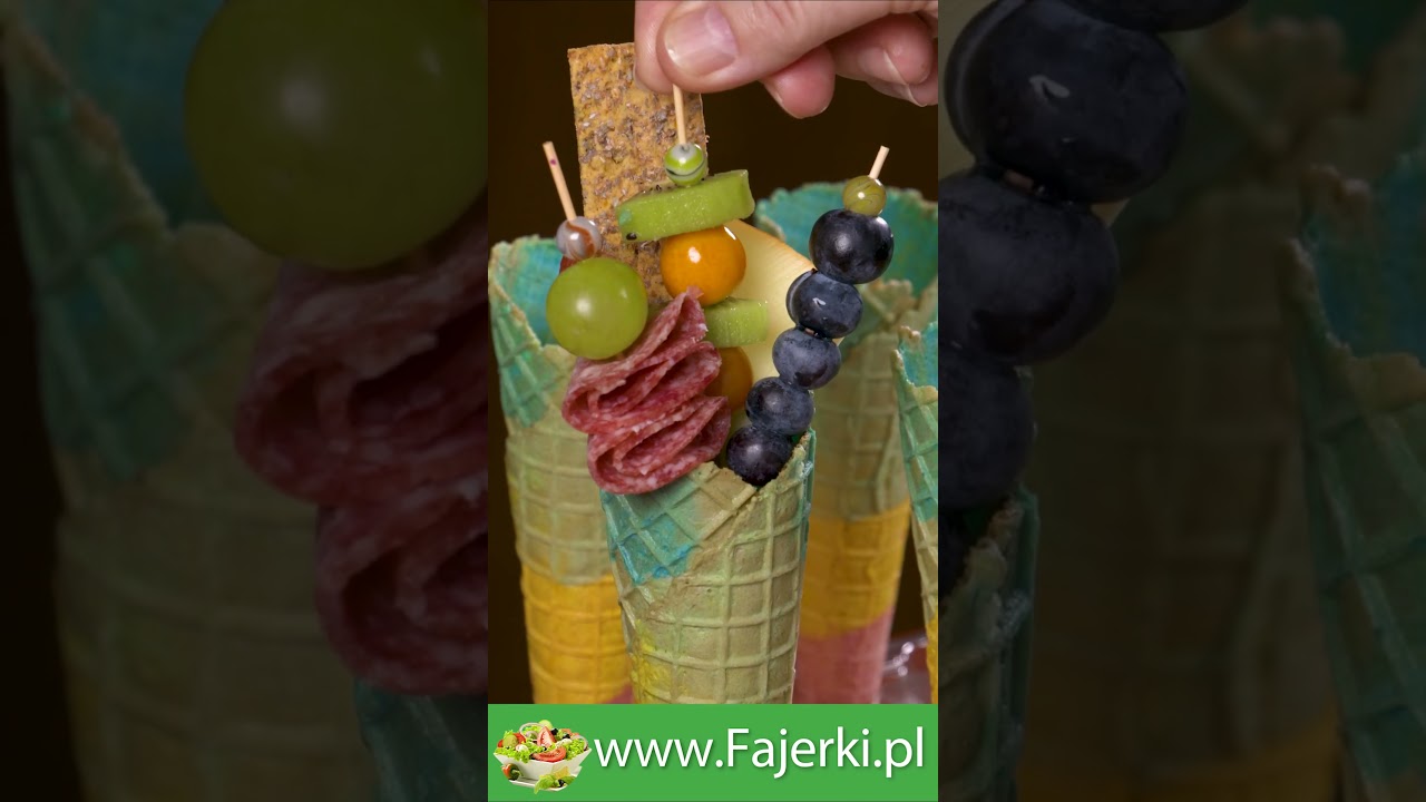 Jarcuterie in ice cream cones and in a bamboo boat #snack #food #recipeoftheday