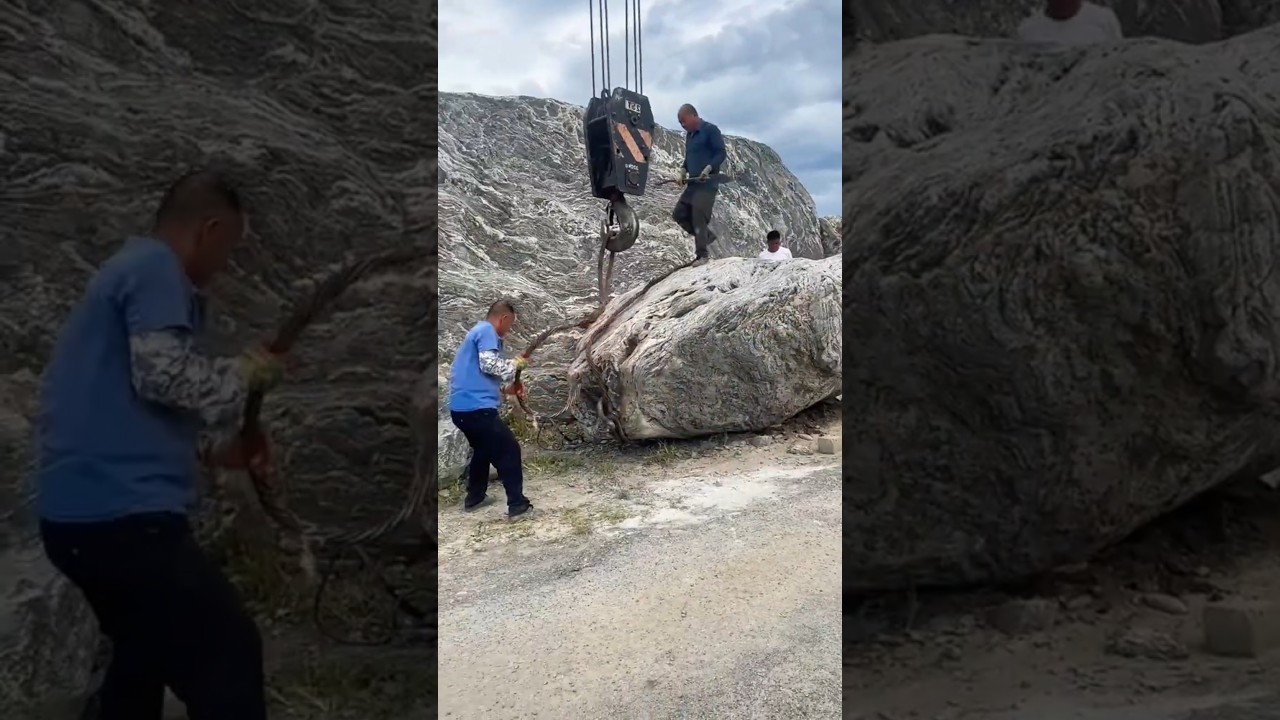 GIANT STONE takes serious skill to move 🪨🏗️ #crafts #skills #handmade #hardwork #manualwork #process