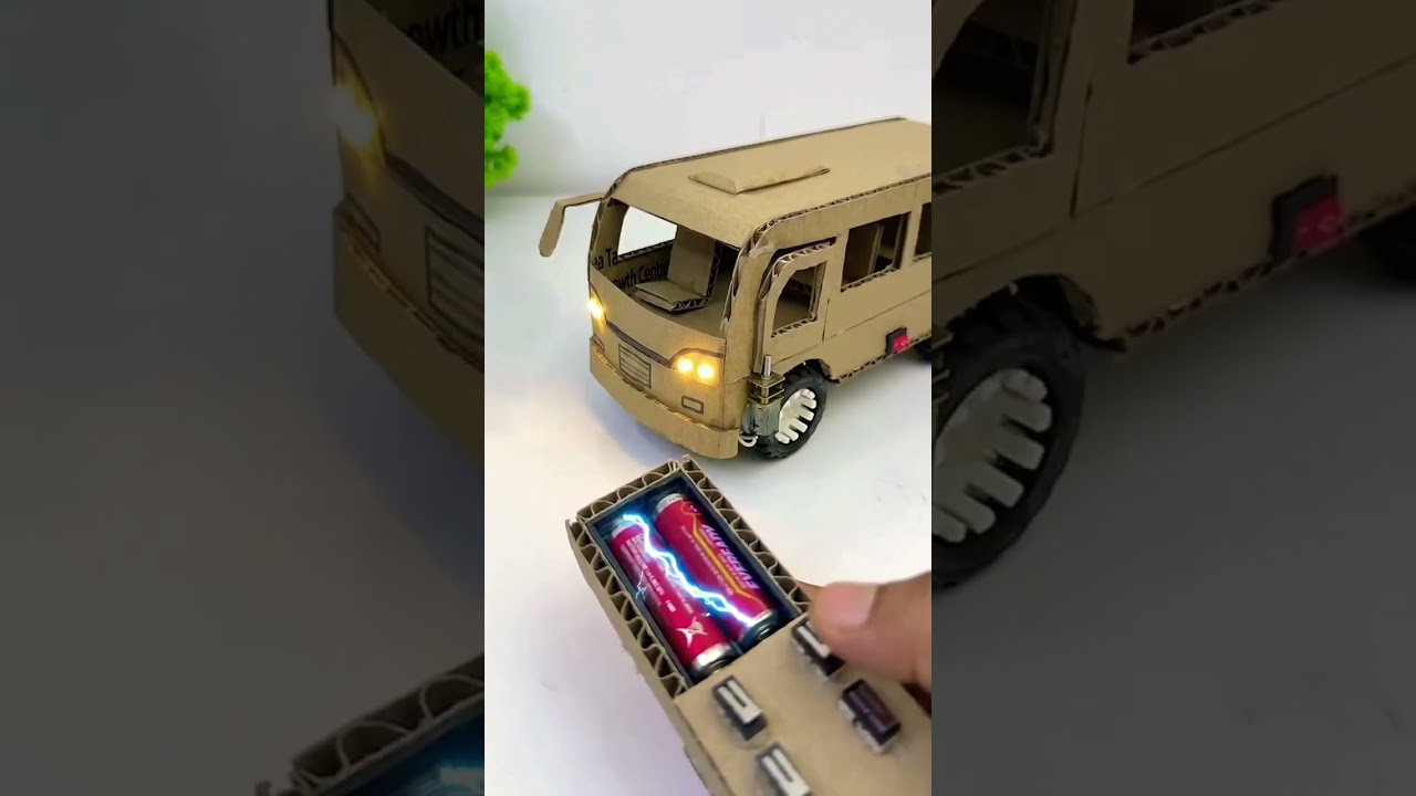 DIY Cardboard Bus with Remote-Controlled Doors! 🚌⚡ | DC Motor Project #shorts