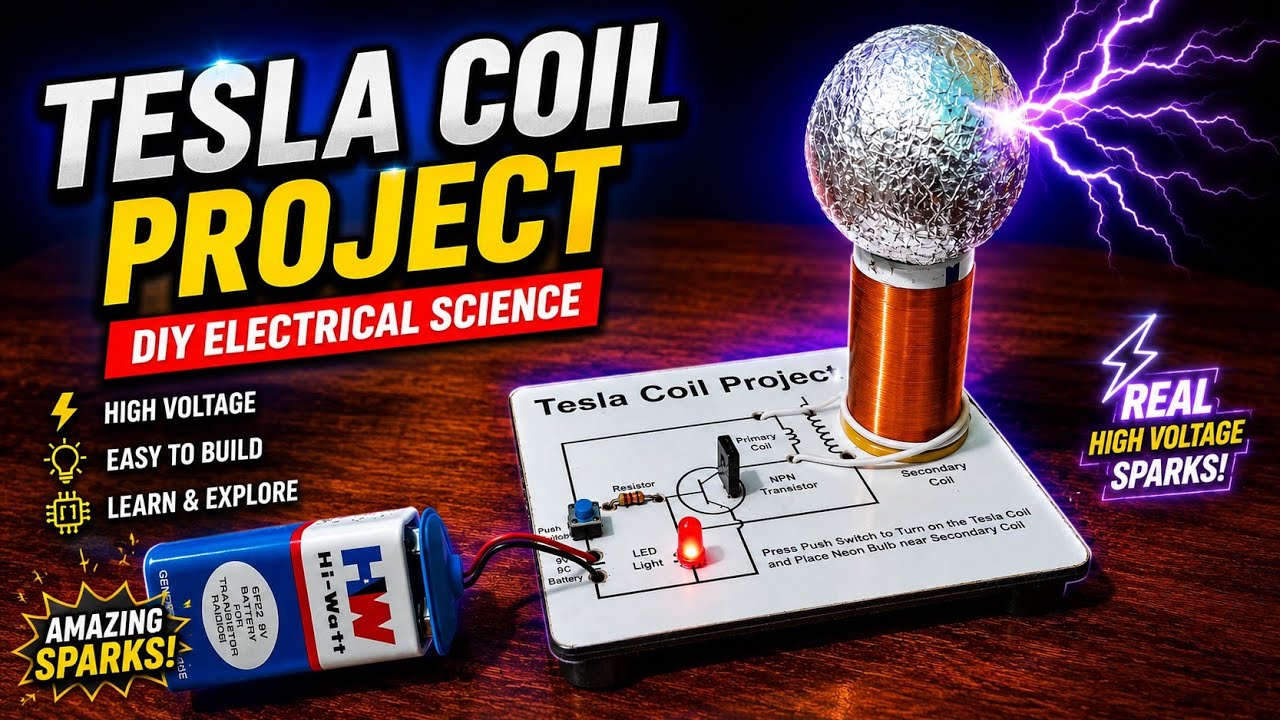 ⚡ Tesla Coil Project – Wireless Power in Action! ⚡