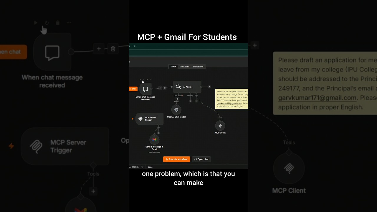 Build MCP Server + Gmail Automation in N8N🔥 #shorts #viral
